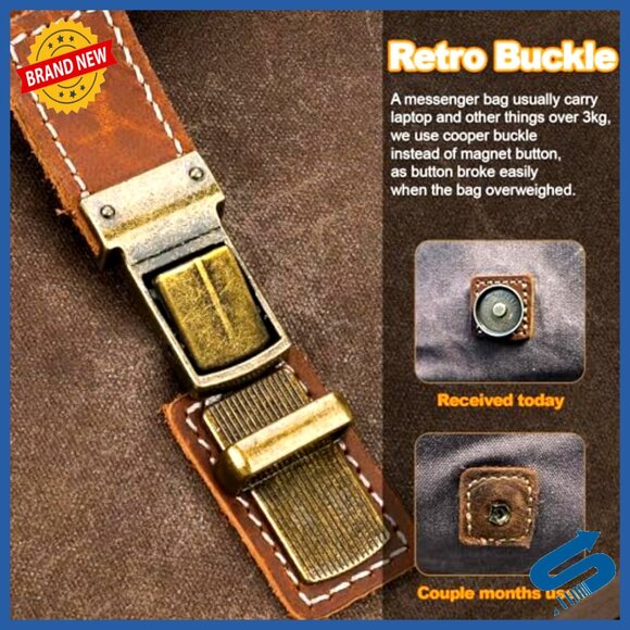 15.6 Inch Laptop Messenger Bag Waterproof Leather Briefcase 16 Pockets - Picture 6 of 6